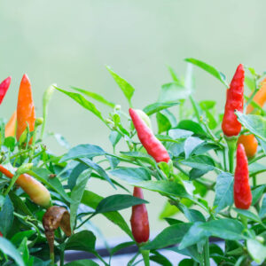 colourful hot thai chilli on the plant