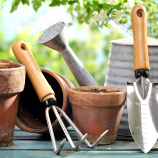 assortment of garden tools